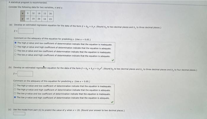  A statistical pregrem is recommended: Contider the following data for two