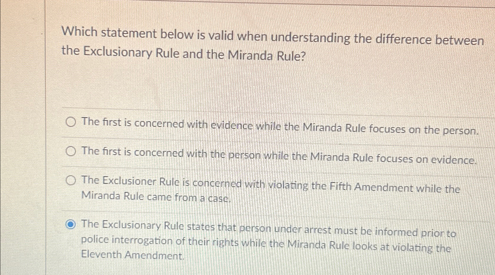  Which statement below is valid when understanding the difference between the