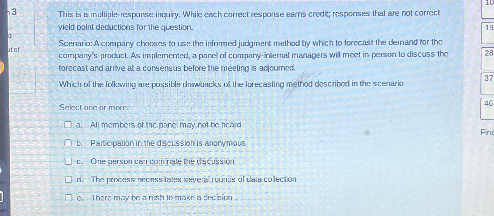  This is a multiple-response inquiry. While each correct response earns credit;