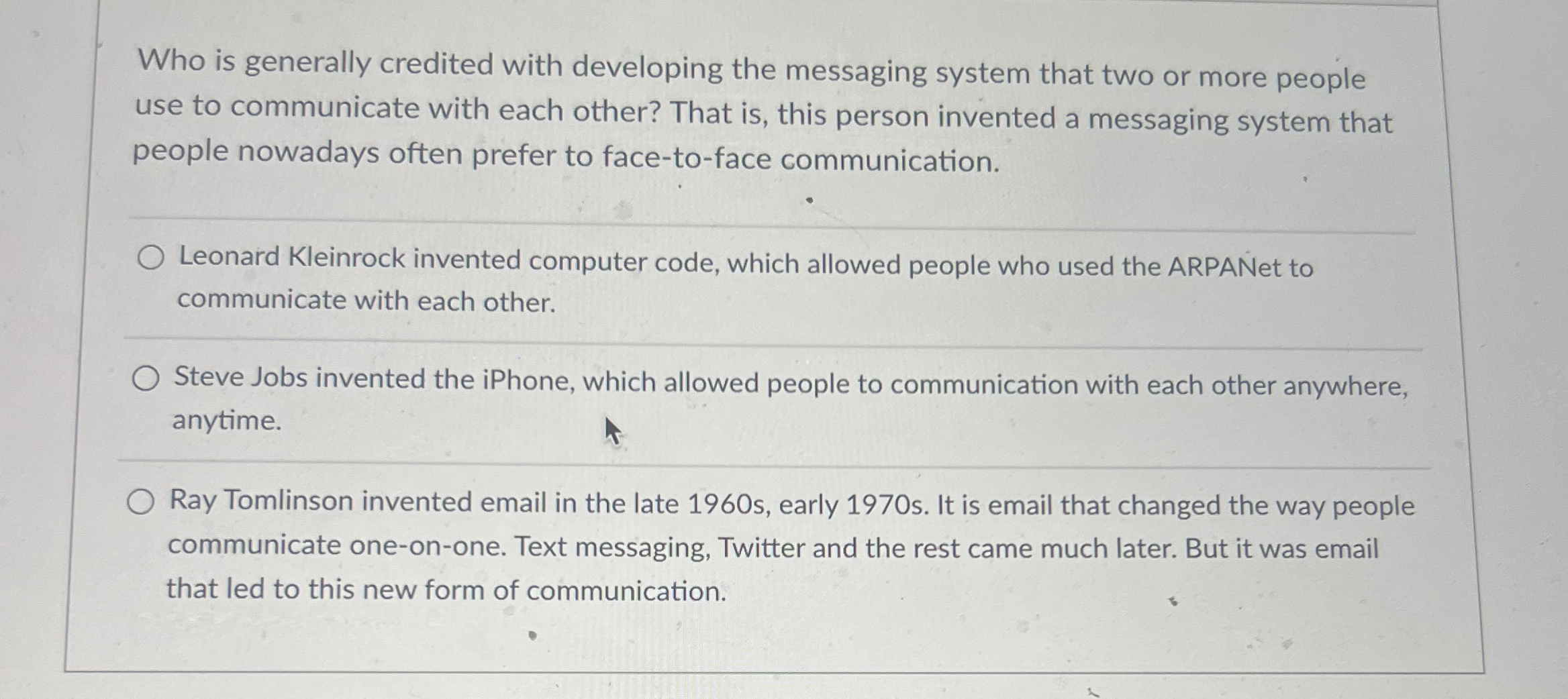  Who is generally credited with developing the messaging system that two