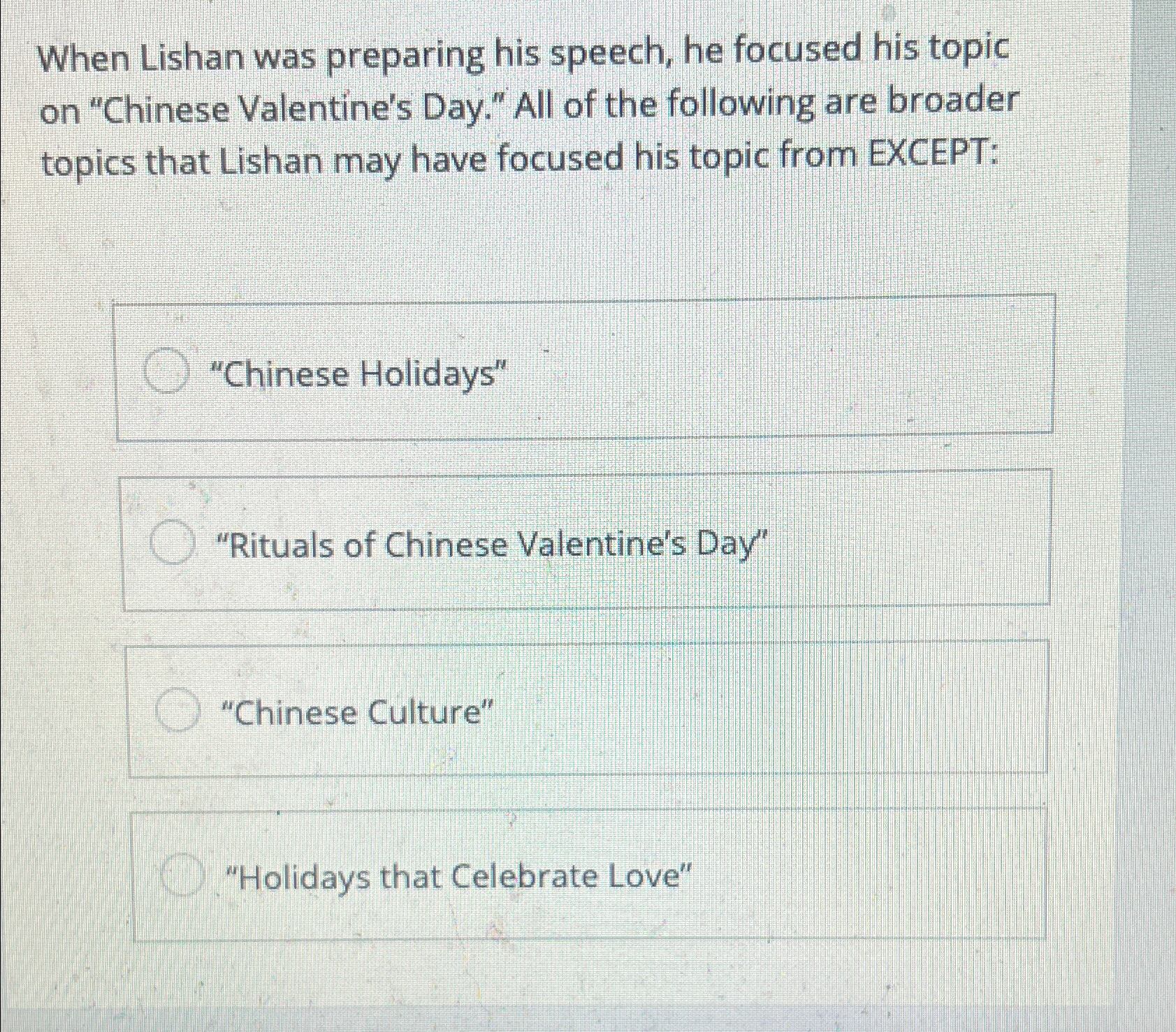  When Lishan was preparing his speech, he focused his topic on