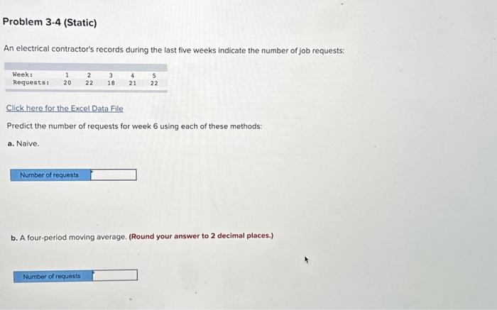  An electrical contractor's records during the last five weeks indicate the