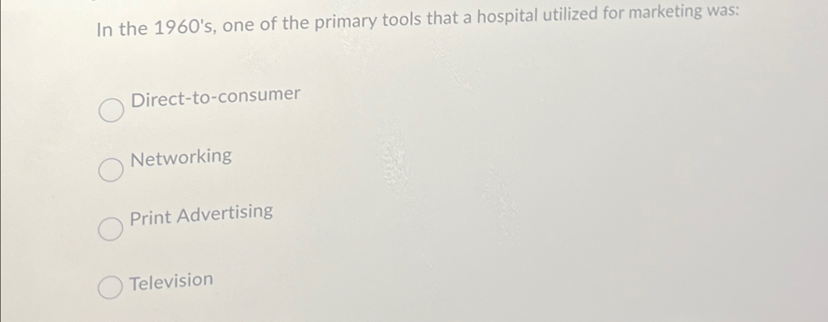  In the 1960's, one of the primary tools that a hospital
