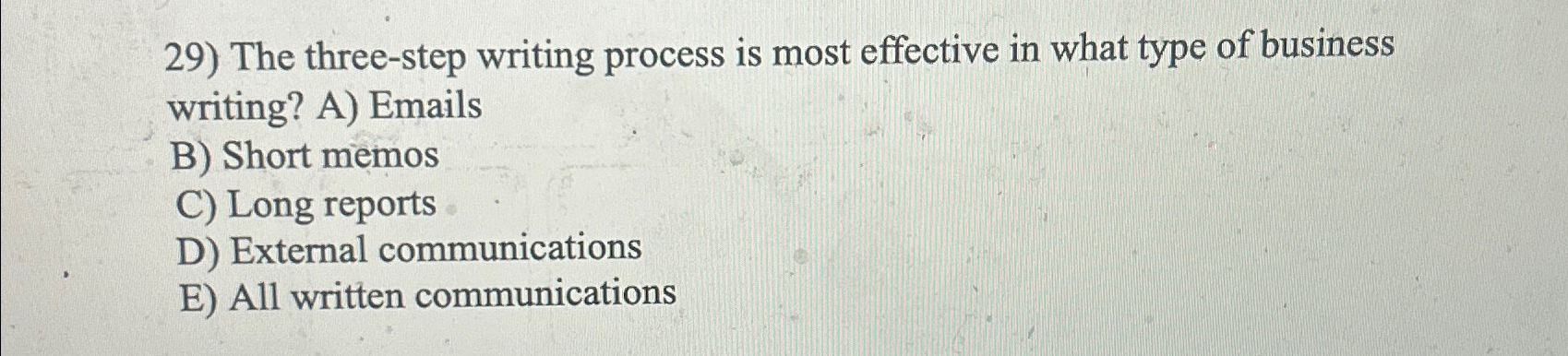  The three-step writing process is most effective in what type of