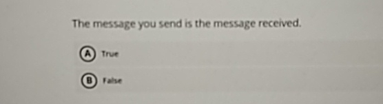  The message you send is the message received. True false 