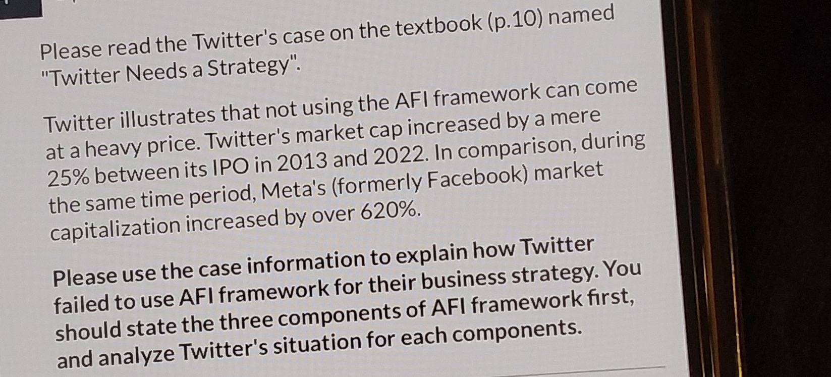  Please read the Twitter's case on the textbook (p.10) named "Twitter