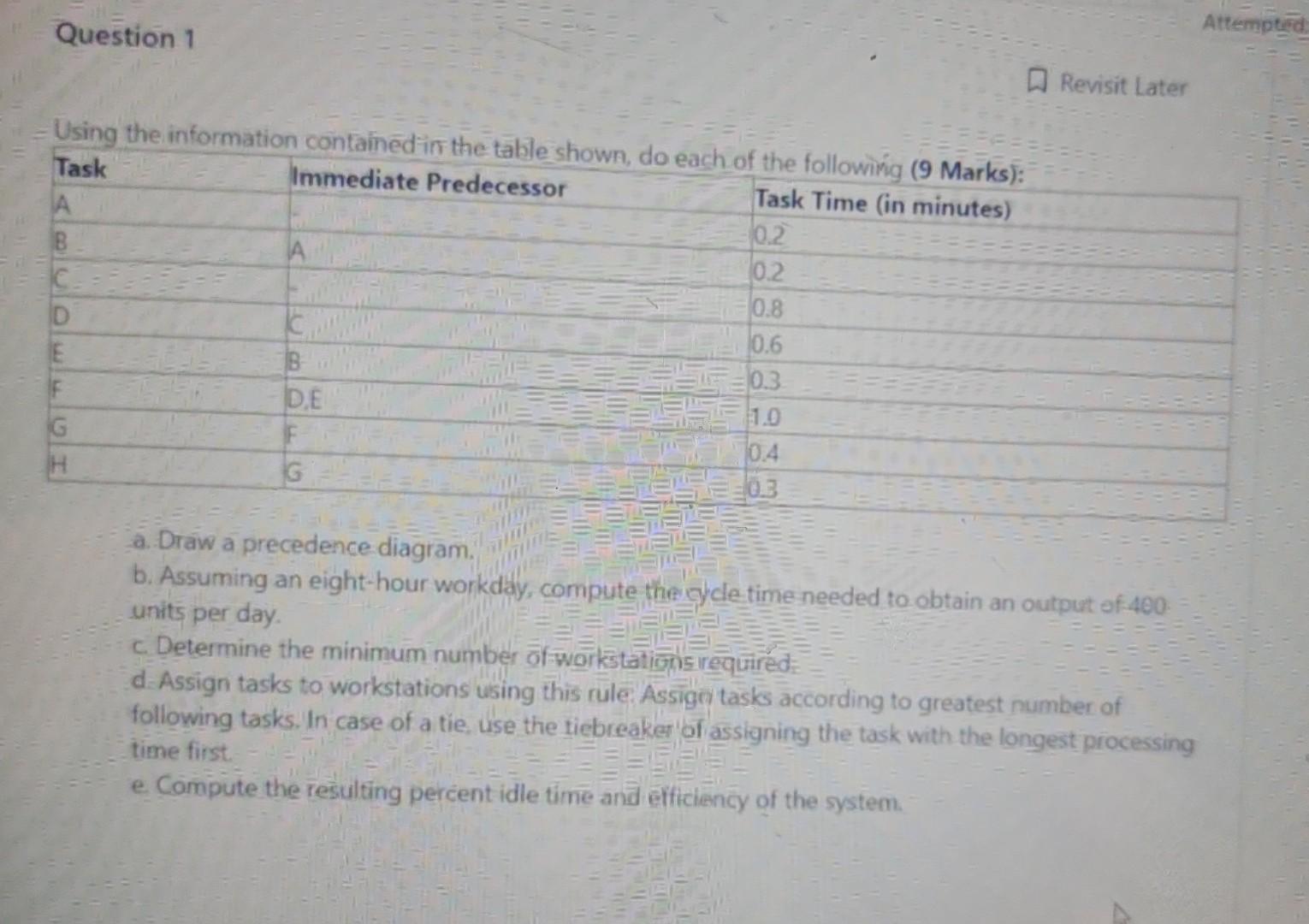 solve step by step Using the information containedint the ta a.