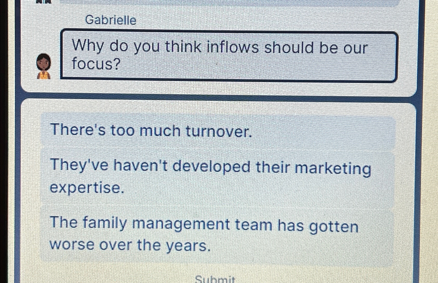  Gabrielle Why do you think inflows should be our focus? There's