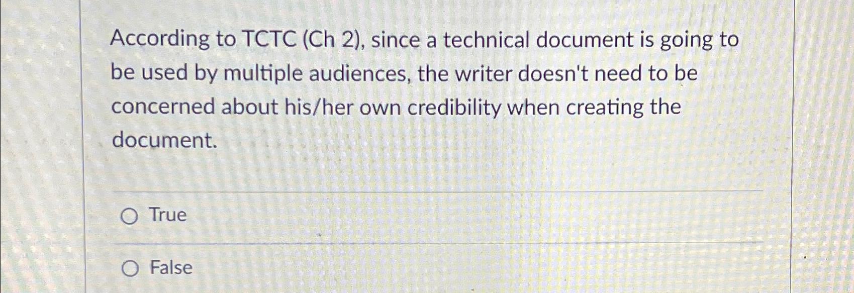  According to TCTC (Ch 2), since a technical document is going