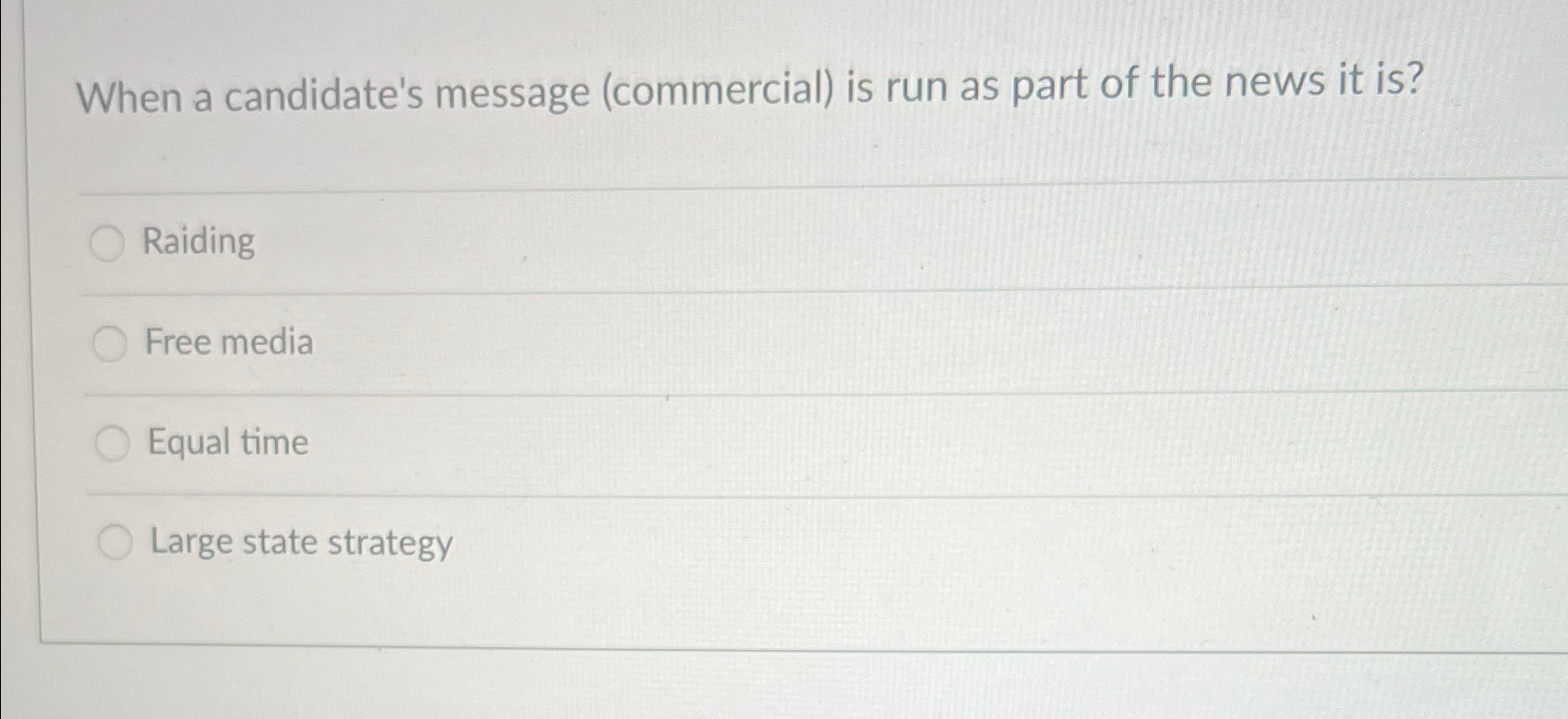  When a candidate's message (commercial) is run as part of the