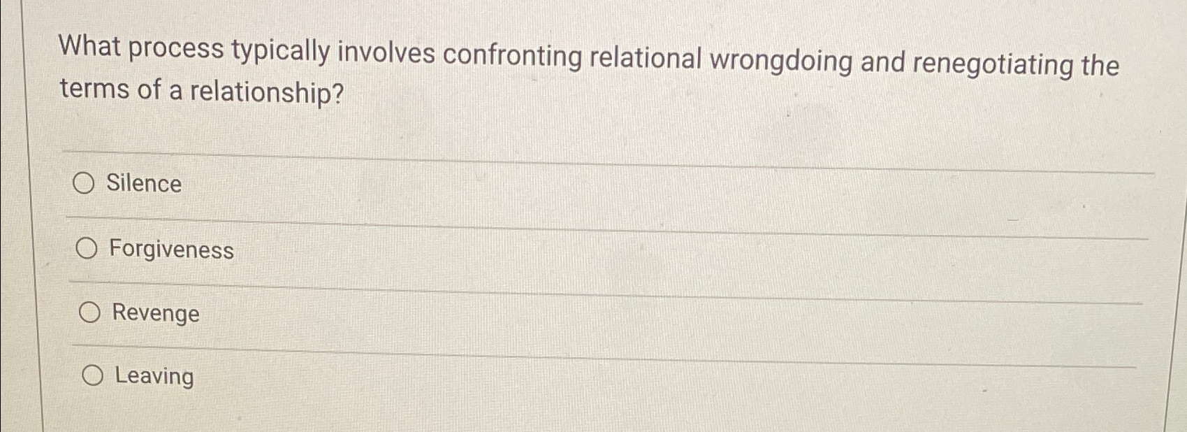 What process typically involves confronting relational wrongdoing and renegotiating the terms