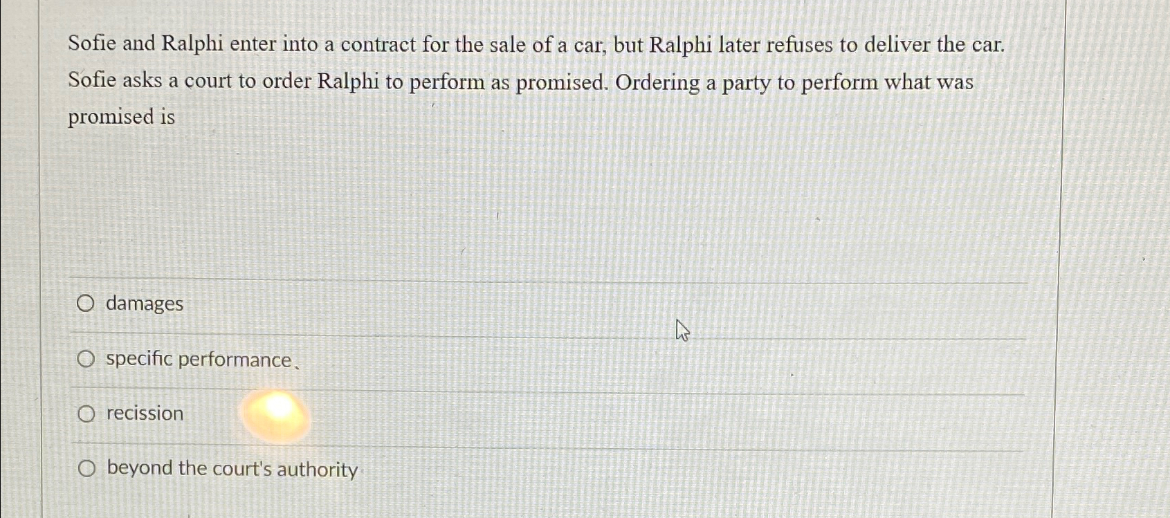  Sofie and Ralphi enter into a contract for the sale of