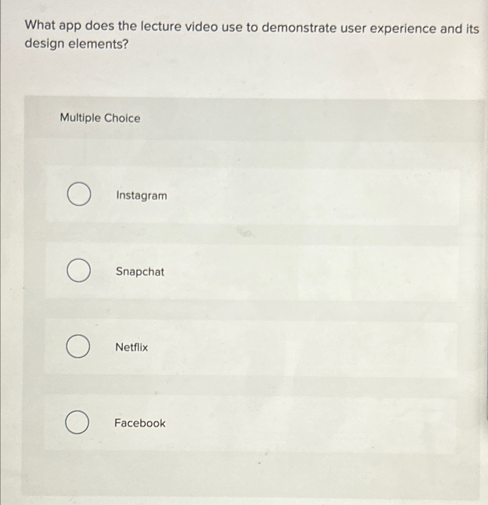  What app does the lecture video use to demonstrate user experience
