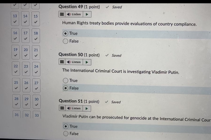  Question 49(1 point) v Saved Listen Human Rights treaty bodies provide