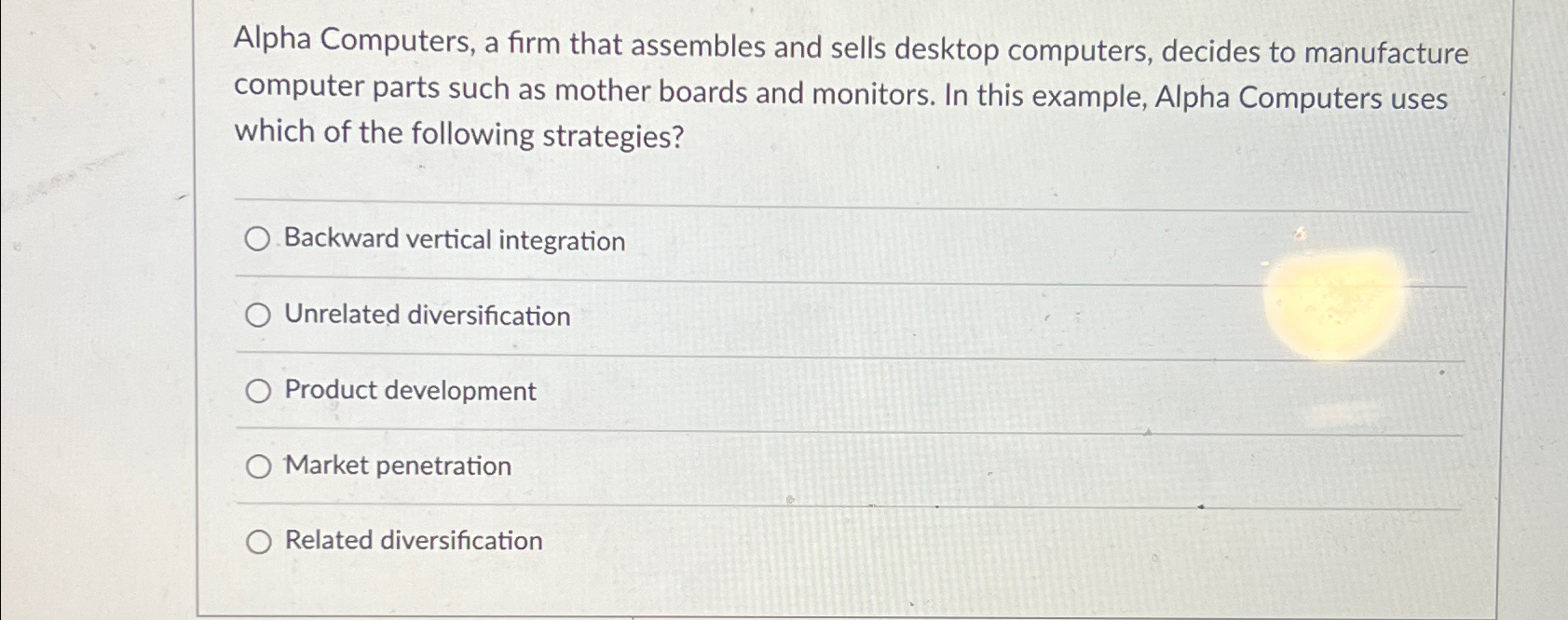  Alpha Computers, a firm that assembles and sells desktop computers, decides