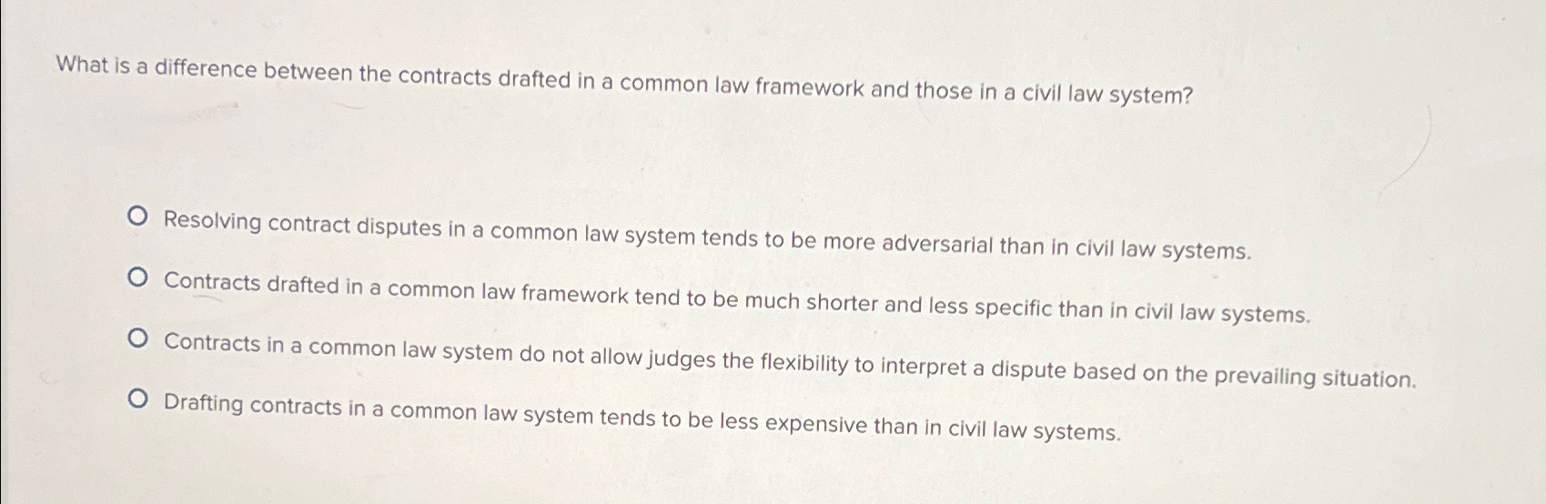  What is a difference between the contracts drafted in a common