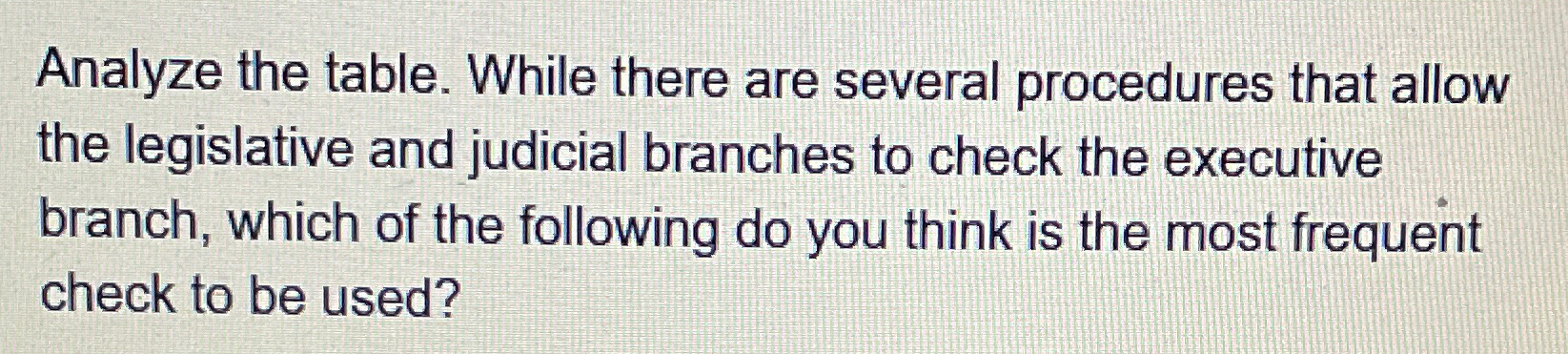  Analyze the table. While there are several procedures that allow the