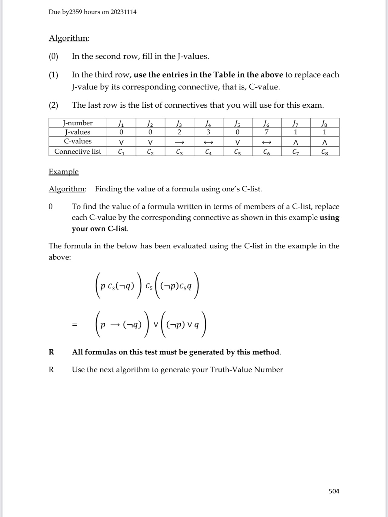 page 503 \fDue by2359 hours on 20231114 Algorithm: (0) In the second