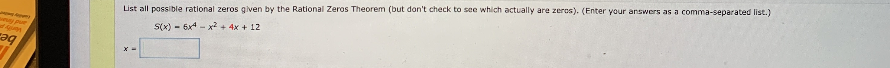 Please clearly mark answer with steps. List all possible rational zeros given