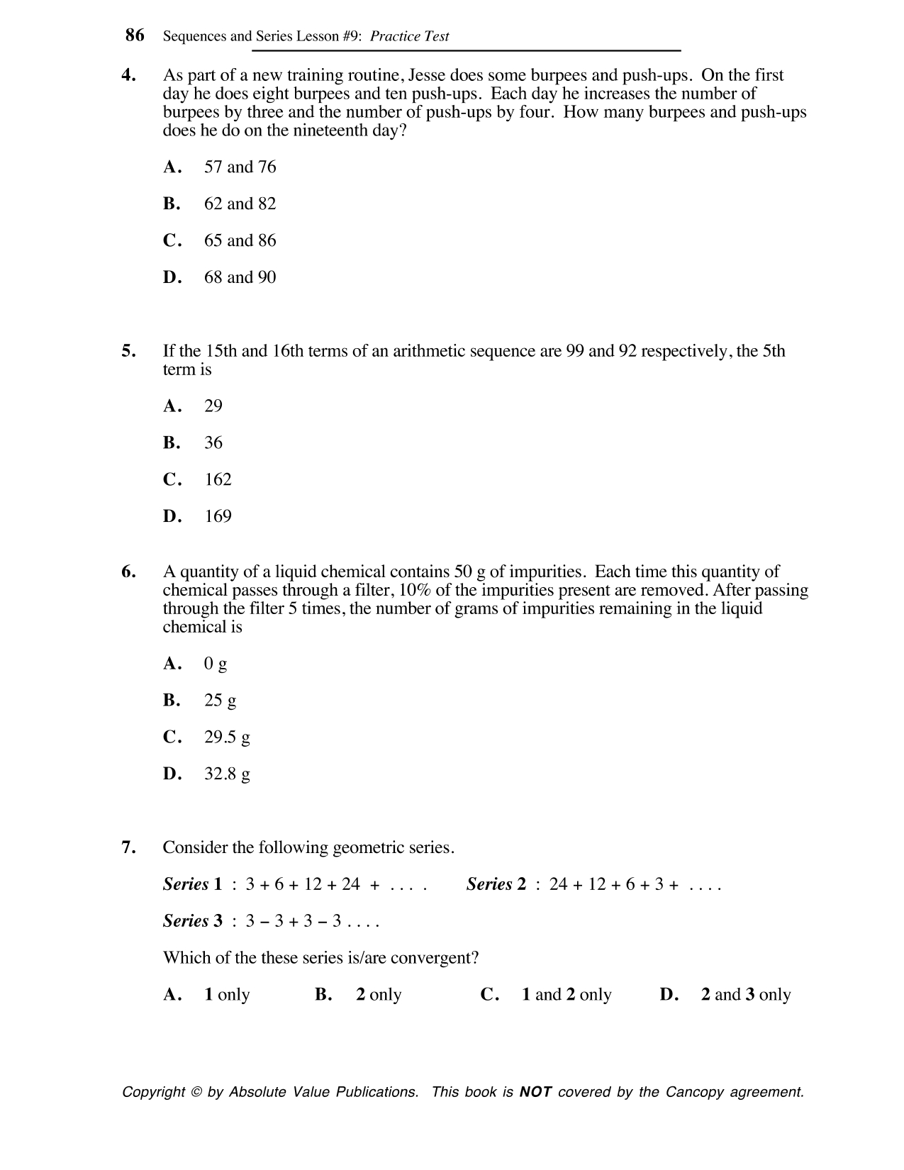 #9: Practice Test An example ofa nite sequence is A. 3,8,13,l8,...5n2,... EN.