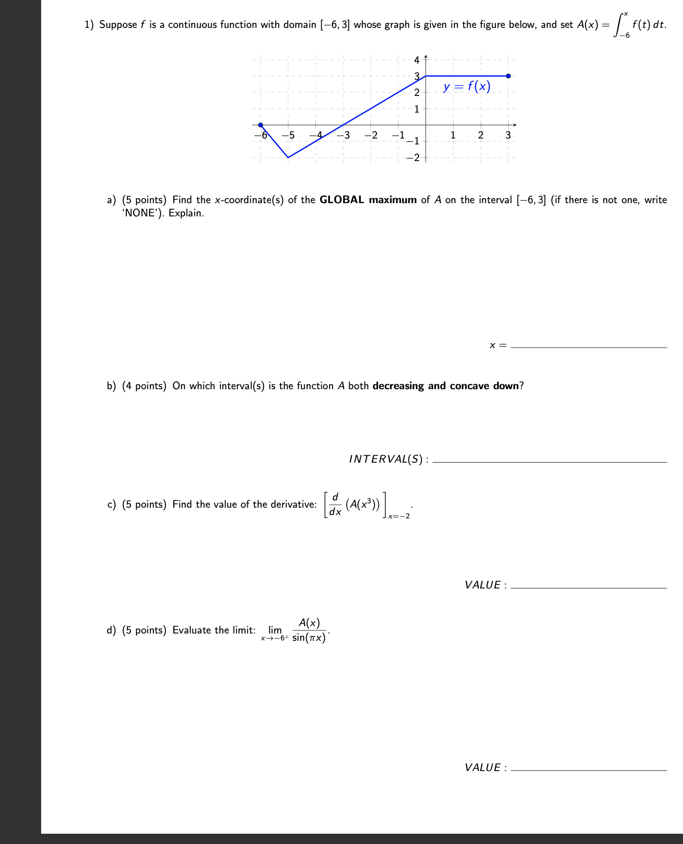  x 1) Suppose f is a continuous function with domain [76,