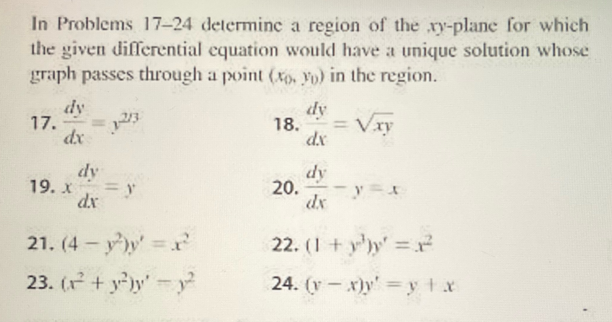 Please solve only 22 and 24 In Problems 17-24 determine a region