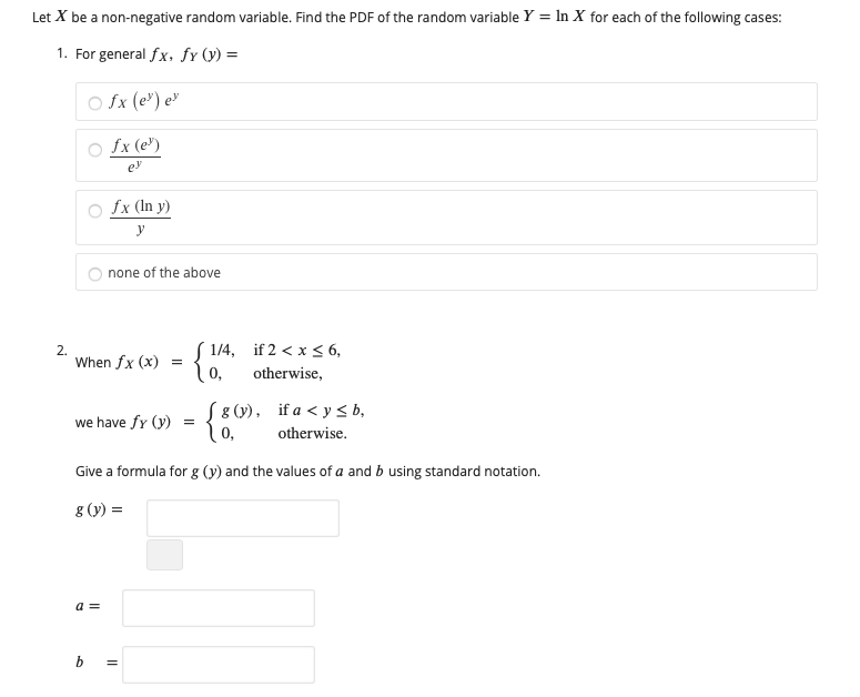 random variable Y" be uniform on (3, 4). Assume that X" and