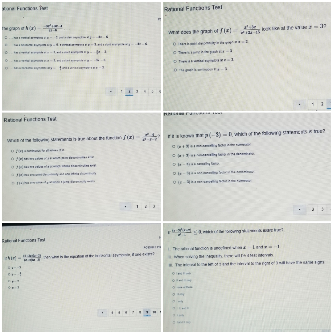 please help ational Functions Test Rational Functions Test PC The graph of