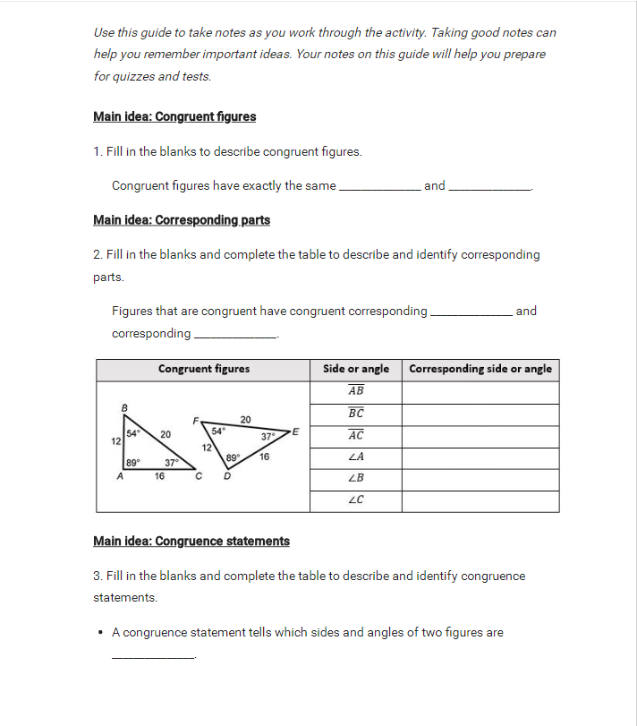 Use this guide to take notes as you work through the