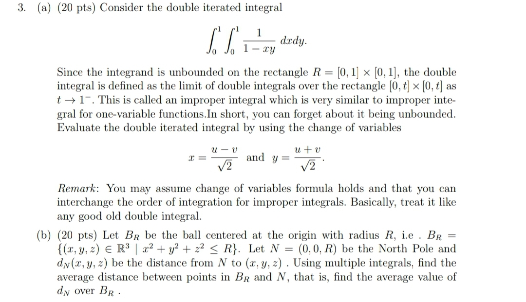 Answer the following vector calculus problems. Be sure to solve all parts.