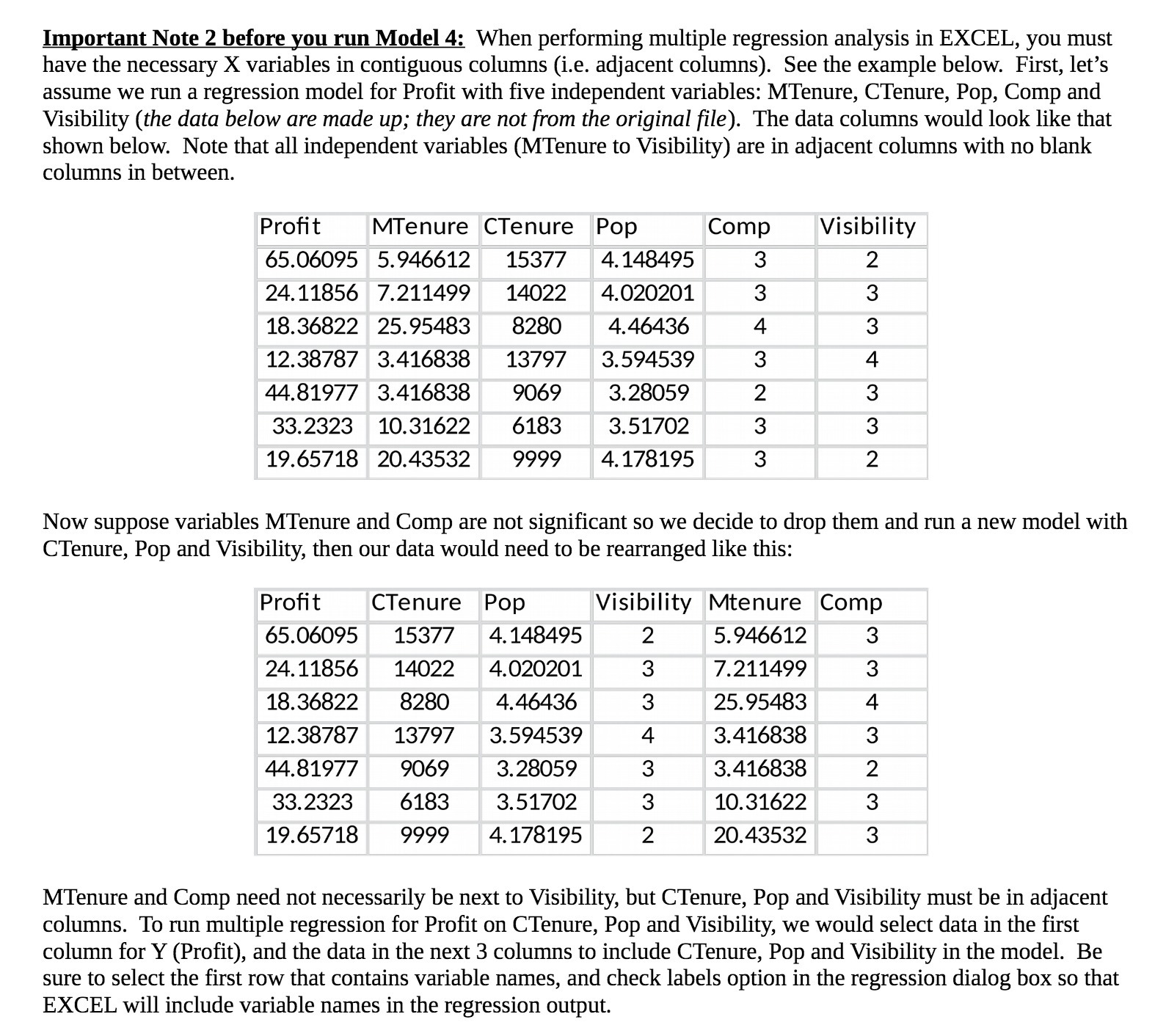  Important Note 2 before you run Model 4: When performing multiple