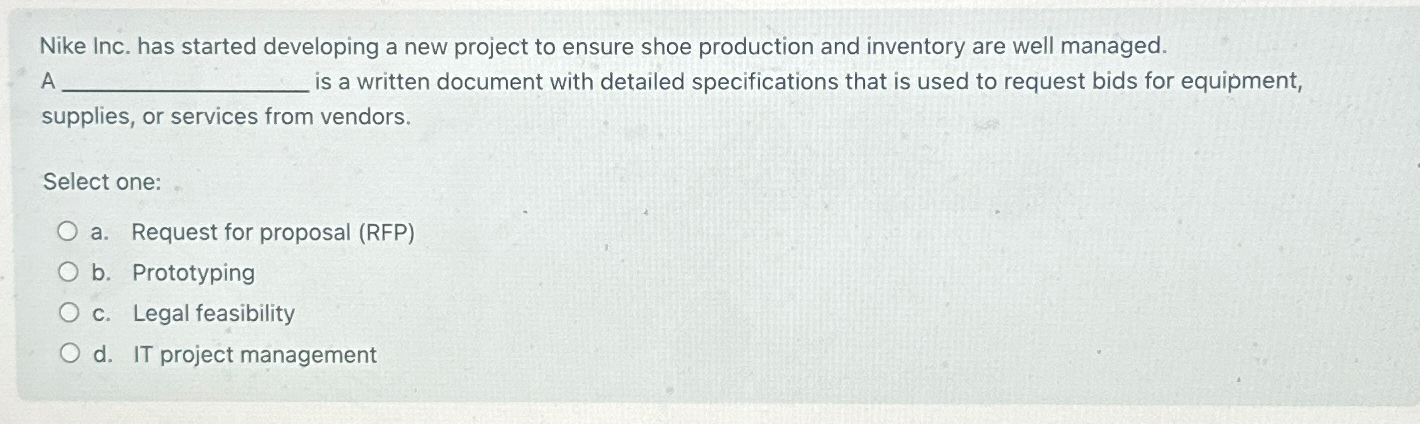  Nike Inc. has started developing a new project to ensure shoe