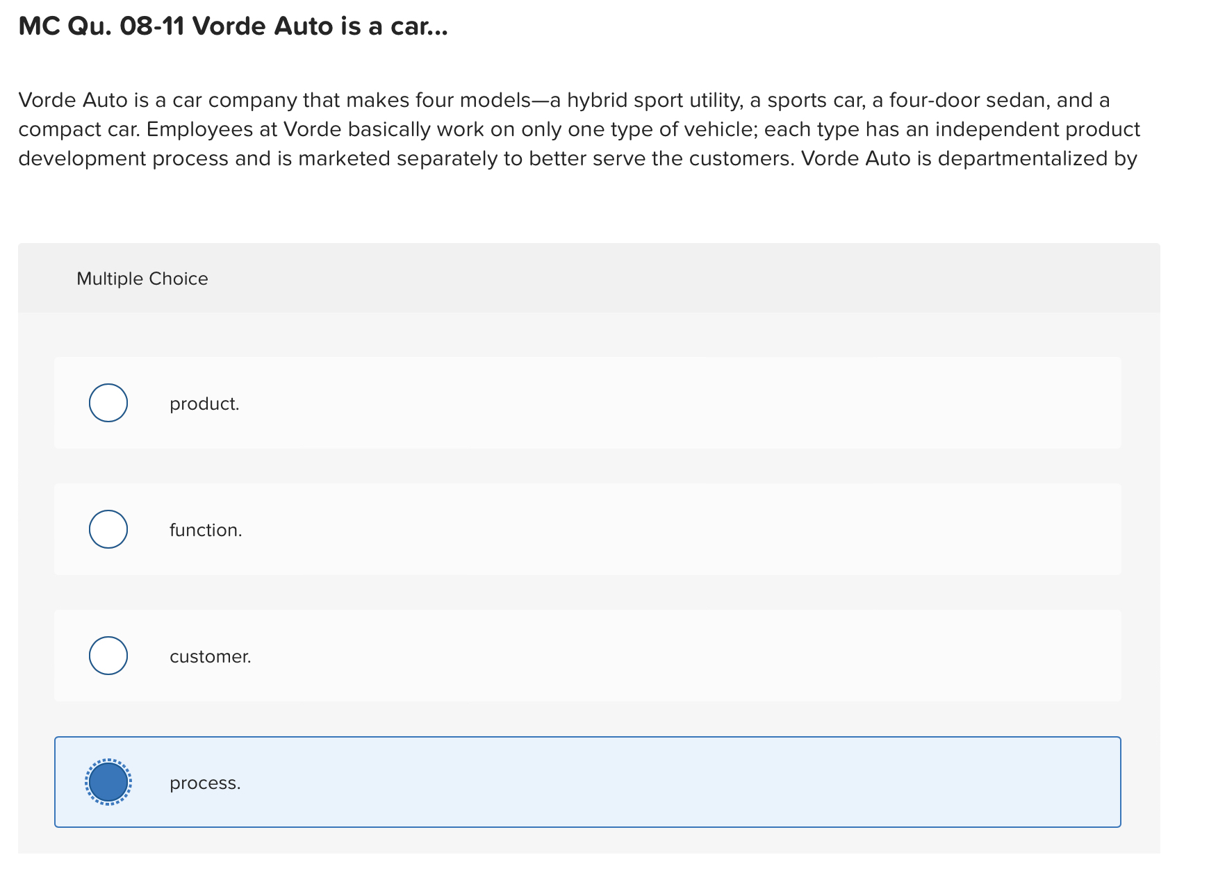  MC Qu.08-11 Vorde Auto is a car... Vorde Auto is a