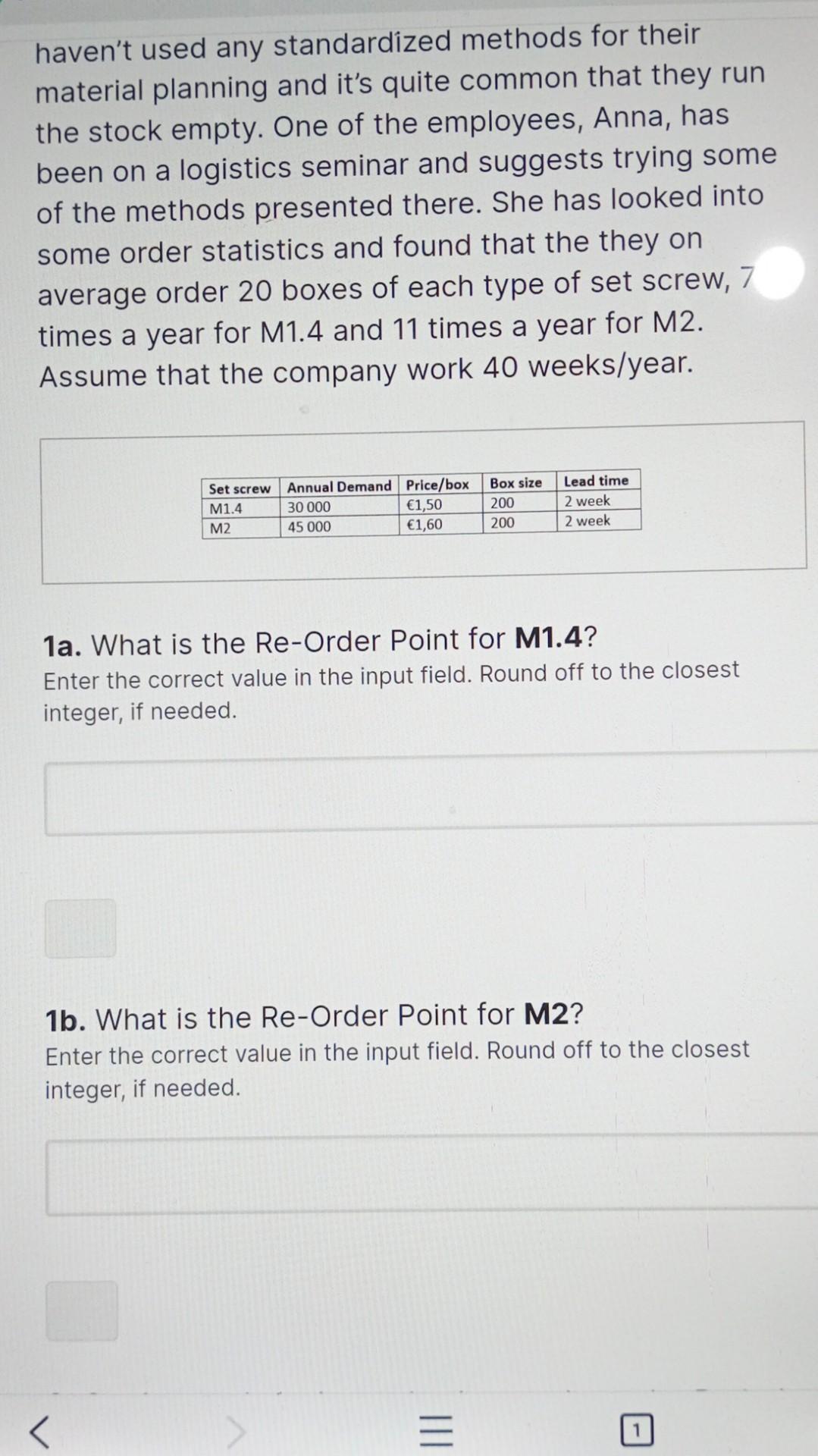 Planning Methods W Bookmark this page Materials Planning Methods 3 points possible