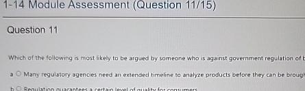  1-14 Module Assessment (Question 11/15) Question 11 Which of the following