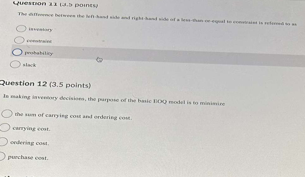 Question 11(3.s points) The difference between the left-hand side and right-hand