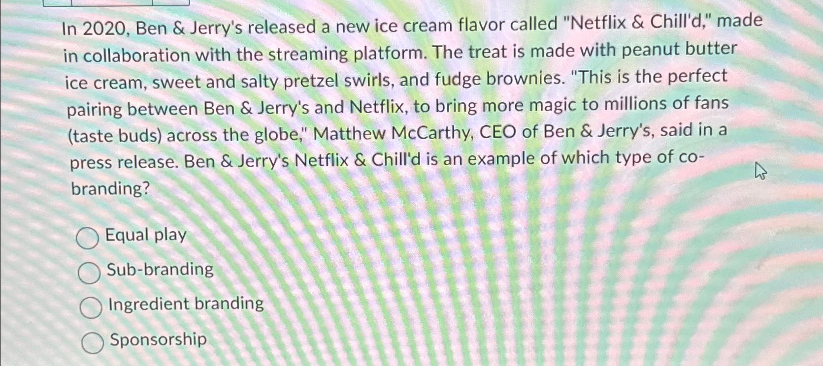  In 2020, Ben & Jerry's released a new ice cream flavor