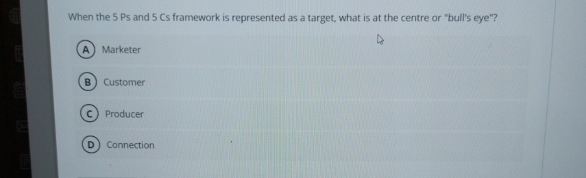  When the 5 Ps and 5 Cs framework is represented as