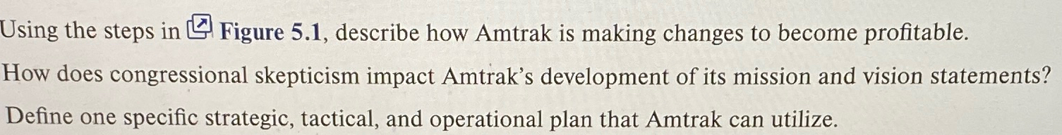  Using the steps in Figure 5.1, describe how Amtrak is making