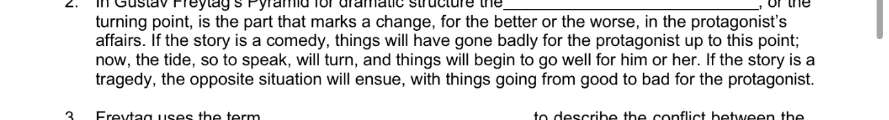  turning point, is the part that marks a change, for the