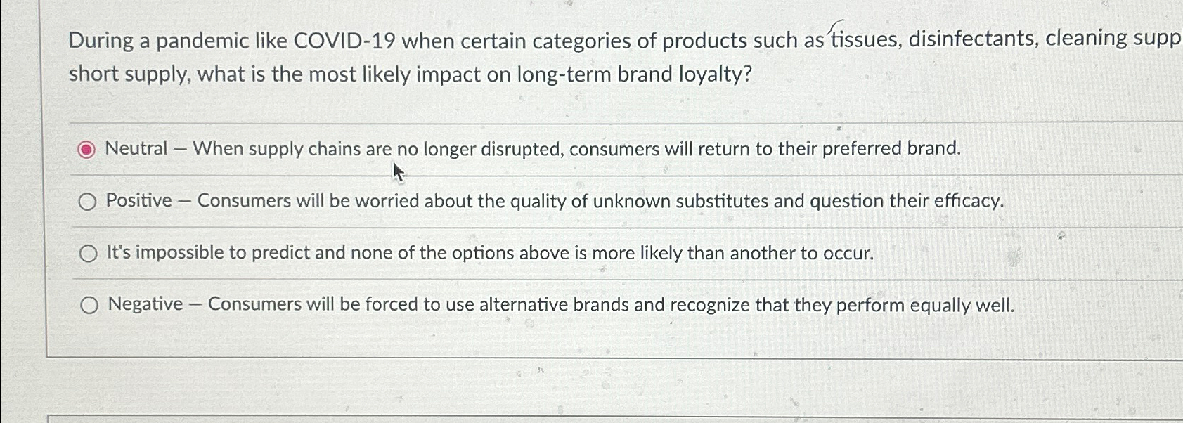  During a pandemic like COVID-19 when certain categories of products such