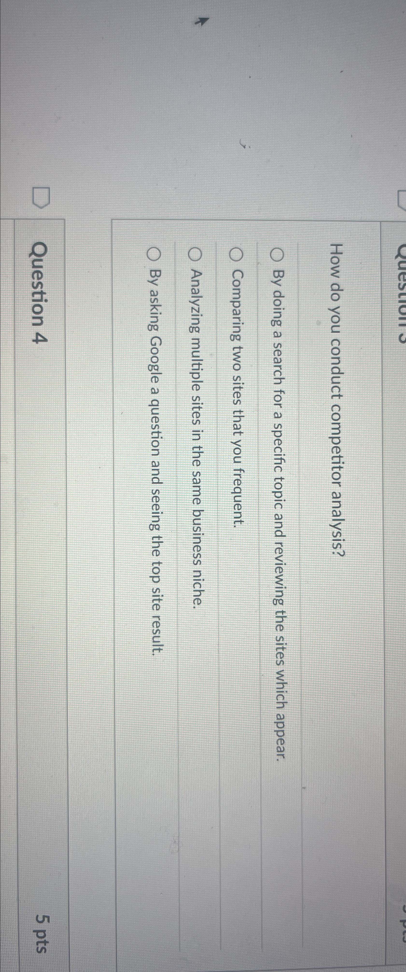  How do you conduct competitor analysis? By doing a search for