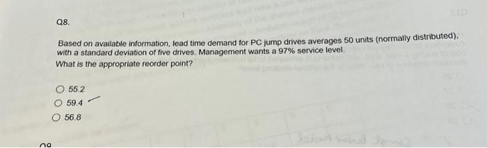  09 Q8. Based on available information, lead time demand for PC