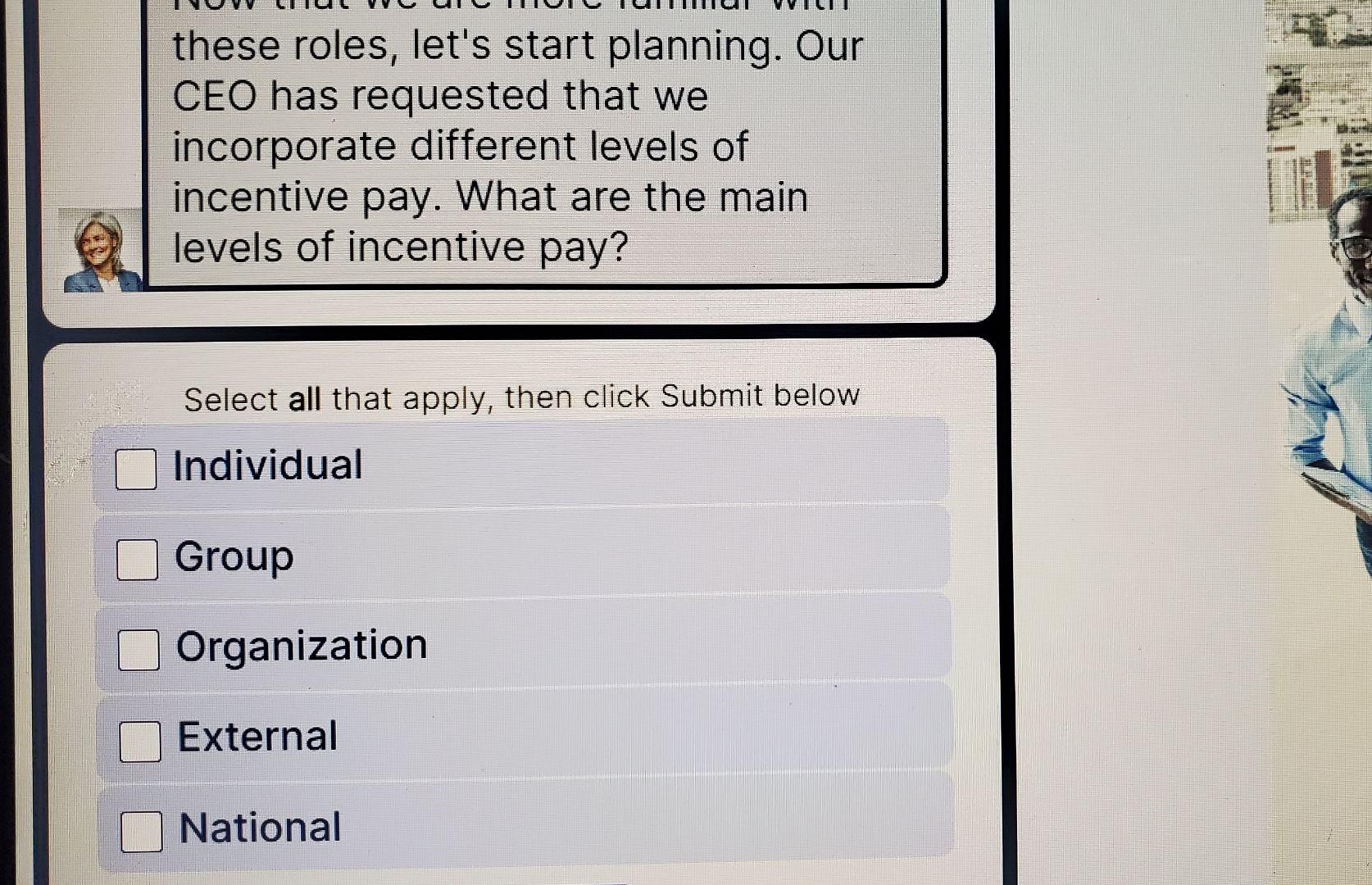 these roles, let's start planning. OurCEO has requested that weincorporate different