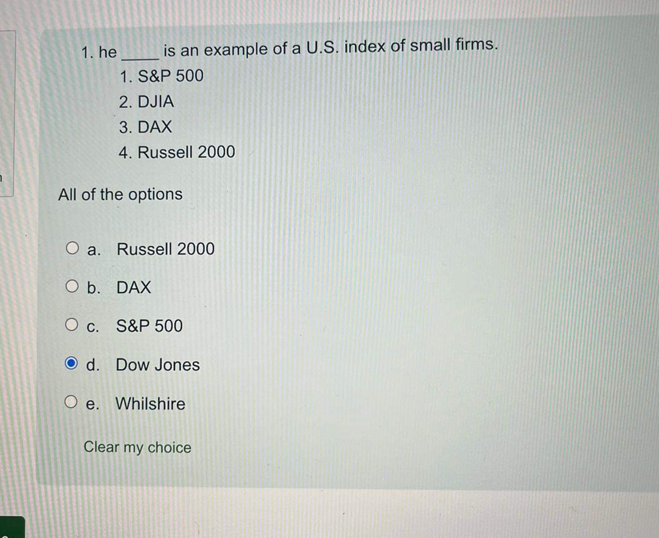  he is an example of a U.S. index of small firms.