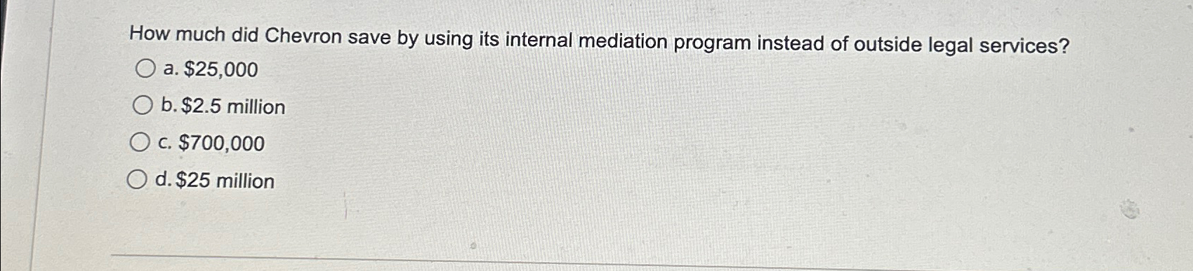  How much did Chevron save by using its internal mediation program