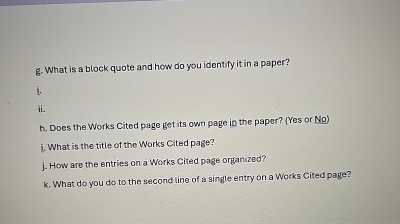  g. What is a block quote and how do you identify