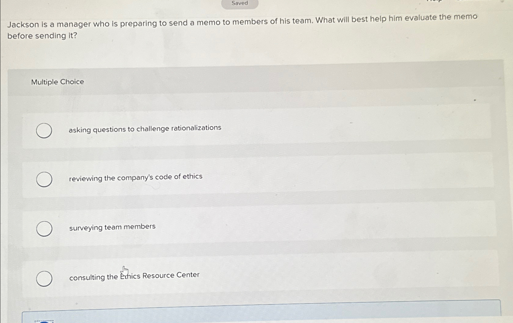  Jackson is a manager who is preparing to send a memo