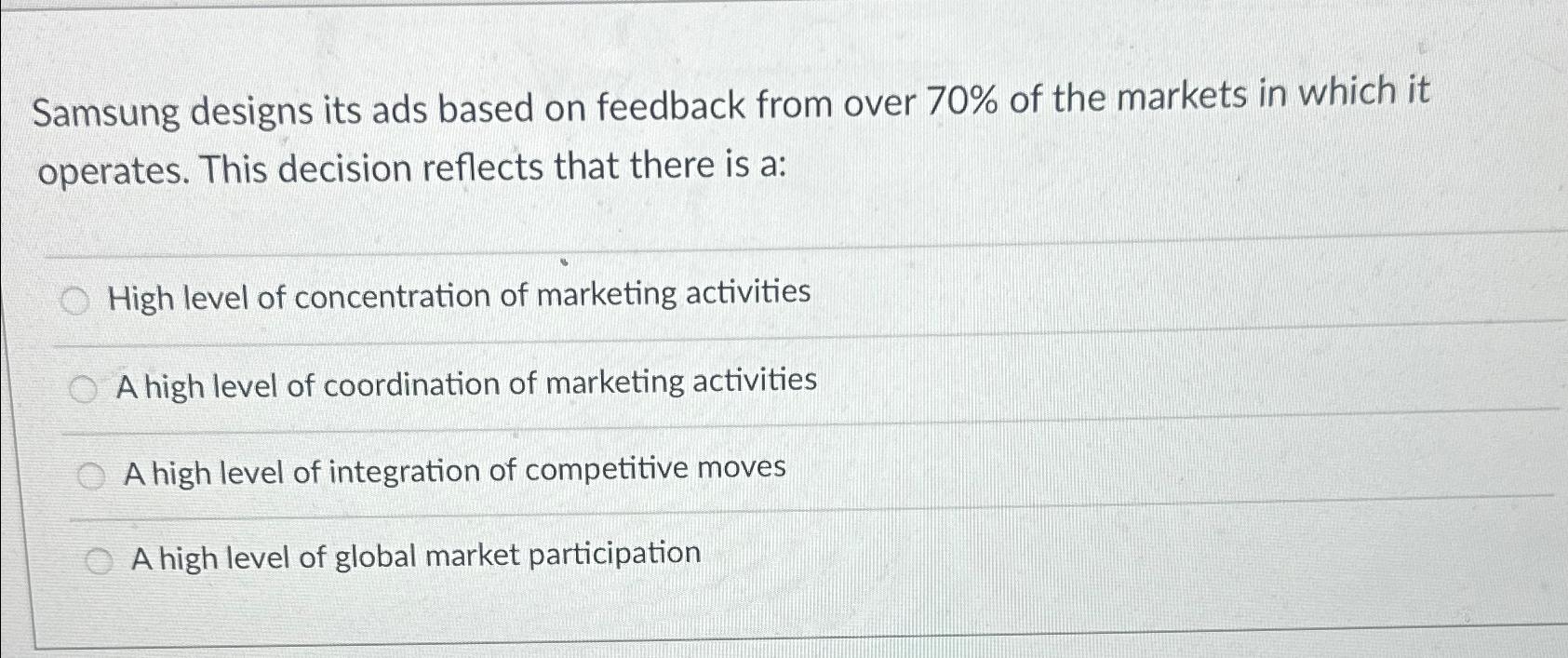  Samsung designs its ads based on feedback from over 70% of