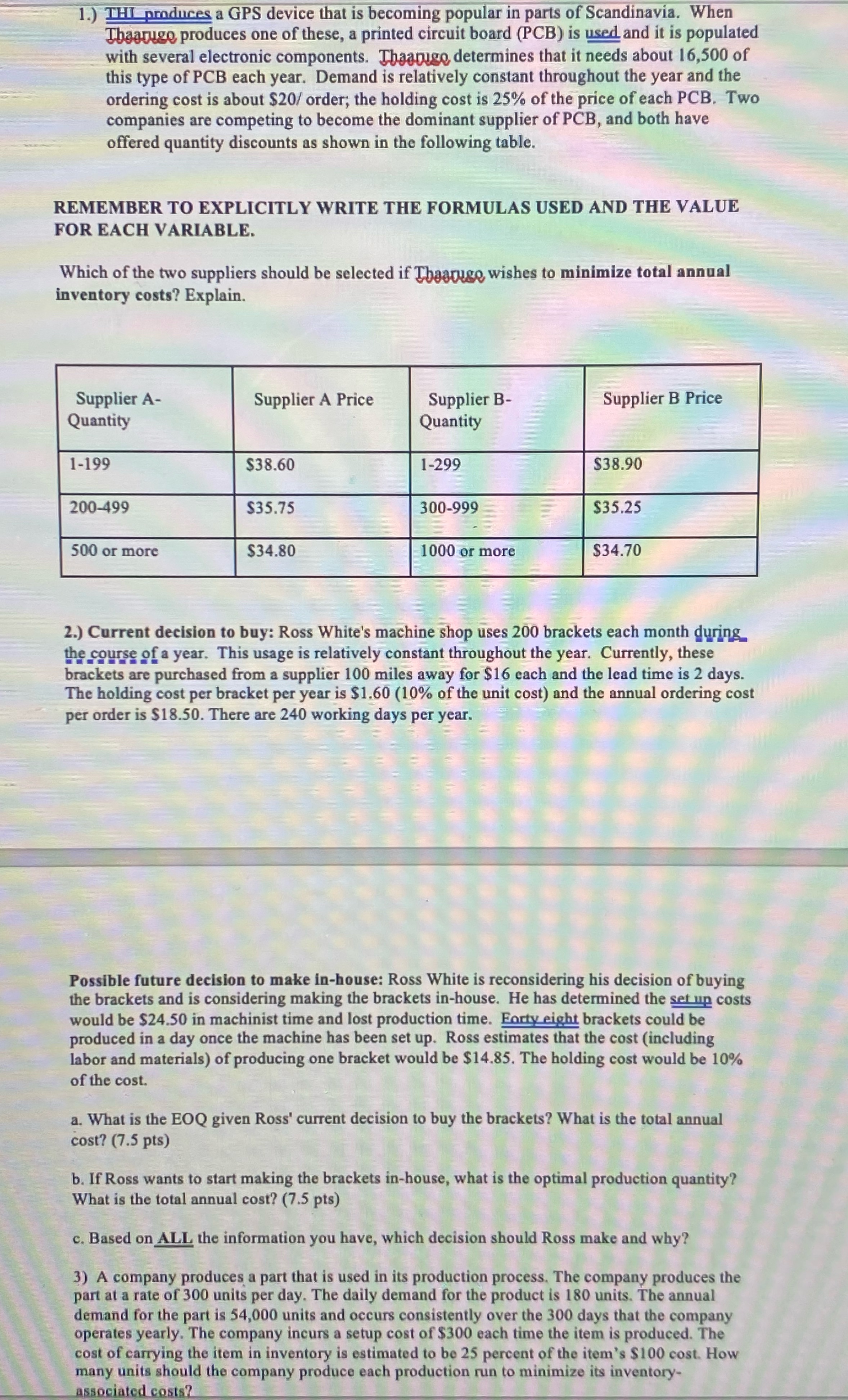  1.) THI praduces a GPS device that is becoming popular in